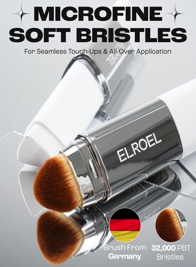 ELROEL Blanc Cover Cream Stick V White - Korean Color-Changing Foundation Stick with Volufiline - Medium to Full Coverage Dewy Finish Base Makeup - Dual-Ended with Detachable Brush (205 Deep) - Image 4